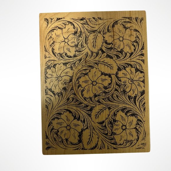 Stampendous Wood Block Stamp  Leather Flowers Unused - Picture 1 of 2